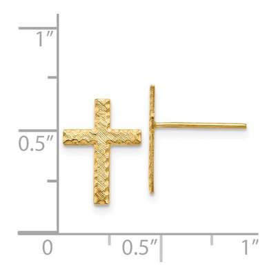 14K Yellow Gold Cross Stud Earrings – view 5