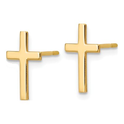 14K Yellow Gold Cross Stud Earrings – view 3