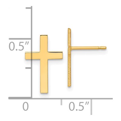 14K Yellow Gold Cross Stud Earrings – view 4