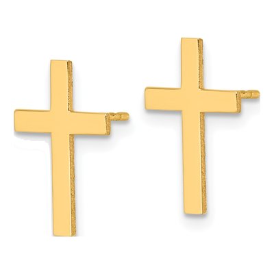 14K Yellow Gold Cross Stud Earrings – view 3