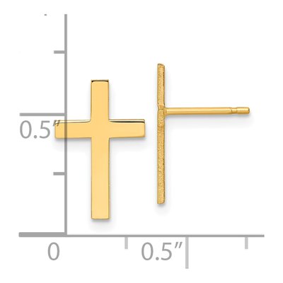 14K Yellow Gold Cross Stud Earrings – view 5