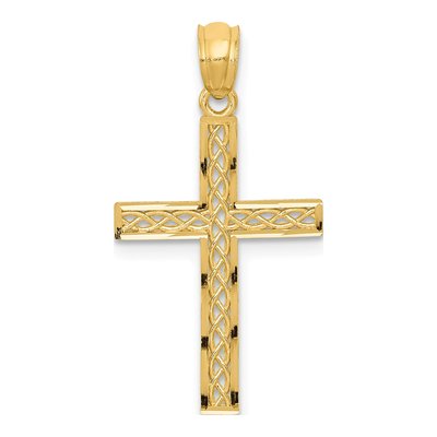 14K Yellow Gold Filigree Cross Pendant