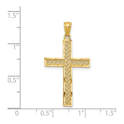 14K Yellow Gold Diamond-Cut Filigree Cross Pendant – view 5