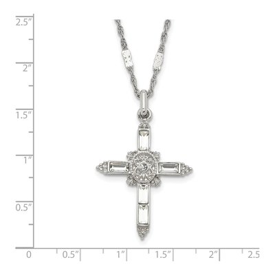 Silver-tone Crystal Cross Necklace, 18 in – view 3