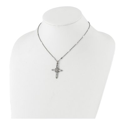Silver-tone Crystal Cross Necklace, 18 in – view 4