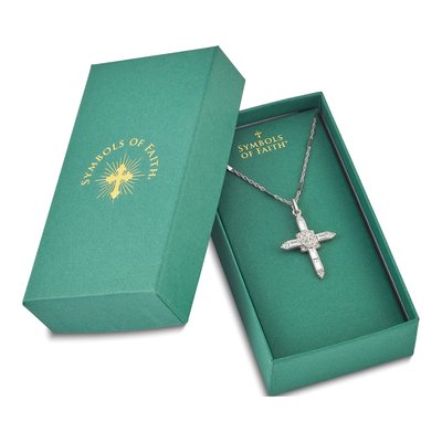Silver-tone Crystal Cross Necklace, 18 in – view 6