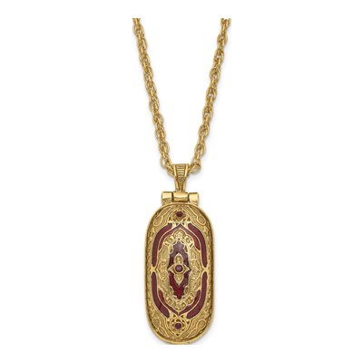 1928 Symbols of Faith Red Enamel Locket Necklace – view 2