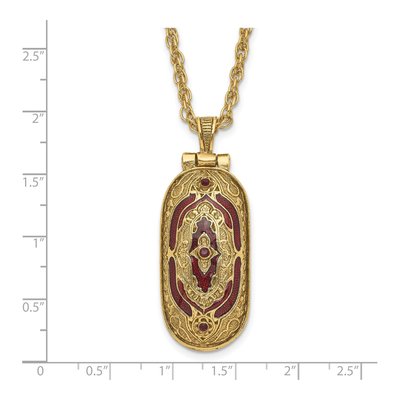 1928 Symbols of Faith Red Enamel Locket Necklace – view 3