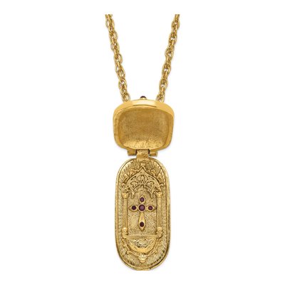 1928 Symbols of Faith Red Enamel Locket Necklace – view 5