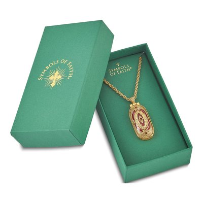 1928 Symbols of Faith Red Enamel Locket Necklace – view 7