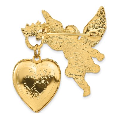 Symbols of Faith Angel Locket Pin Brooch, Crystal – view 3