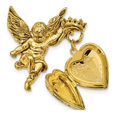 Symbols of Faith Angel Locket Pin Brooch, Crystal – view 4
