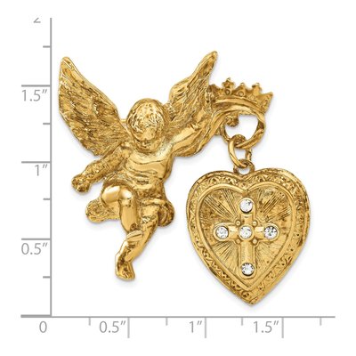 Symbols of Faith Angel Locket Pin Brooch, Crystal – view 5