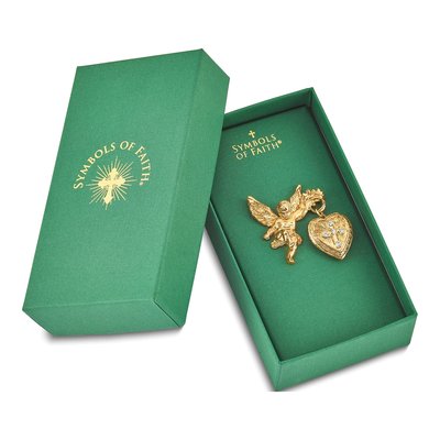 Symbols of Faith Angel Locket Pin Brooch, Crystal – view 6