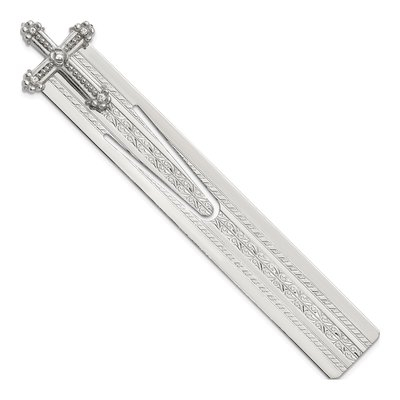 Silver-Tone Crystal Cross Bookmark