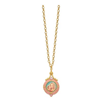Symbols of Faith Mary & Child Locket Necklace 17.5"