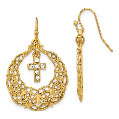 Symbols of Faith Cross Crystal Dangle Earrings