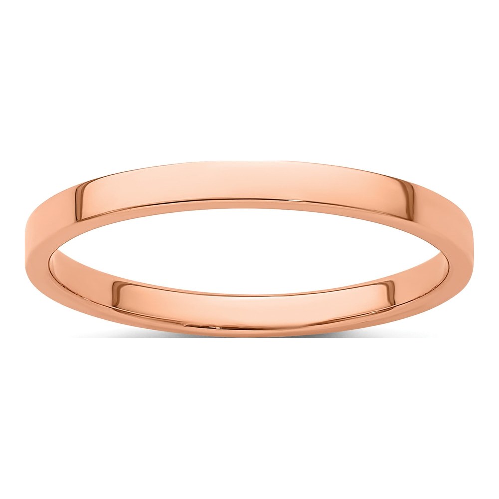 14K Rose Gold 2mm Flat Wedding Band