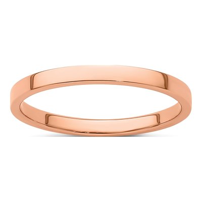 14K Rose Gold 2mm Flat Wedding Band