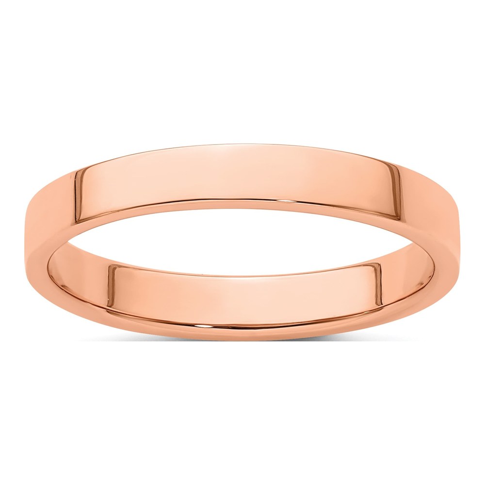 14K Rose Gold 3mm Flat Wedding Band