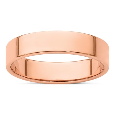 14K Rose Gold 5mm Flat Wedding Band
