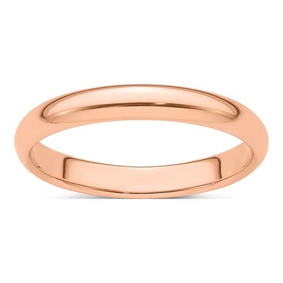 14K Rose Gold 3mm Half Round Wedding Band