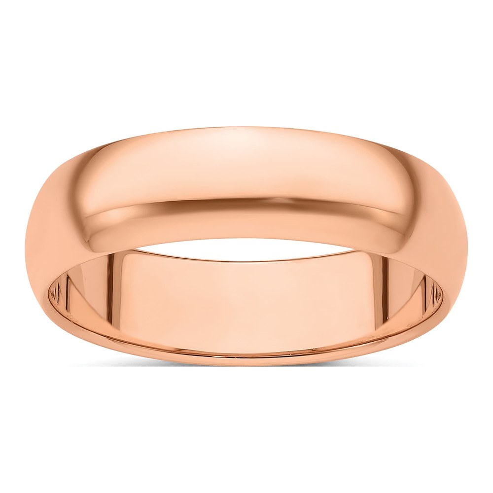 14K Rose Gold 6mm Half Round Wedding Band