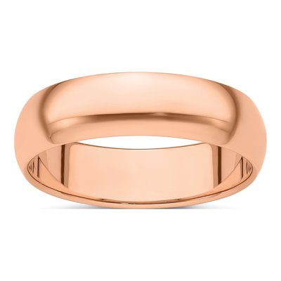 14K Rose Gold 6mm Half Round Wedding Band