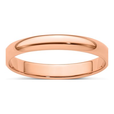 14K Rose Gold 3mm Half Round Wedding Band