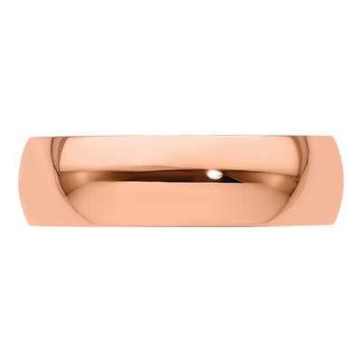 14K Rose Gold 6mm Half Round Wedding Band – view 5