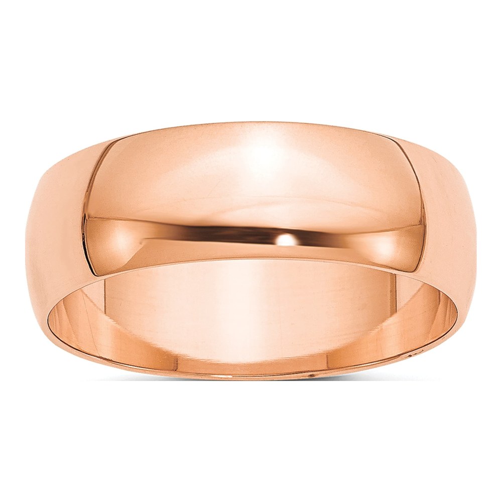 14K Rose Gold 7mm Light-Weight Half Round Band Size 11