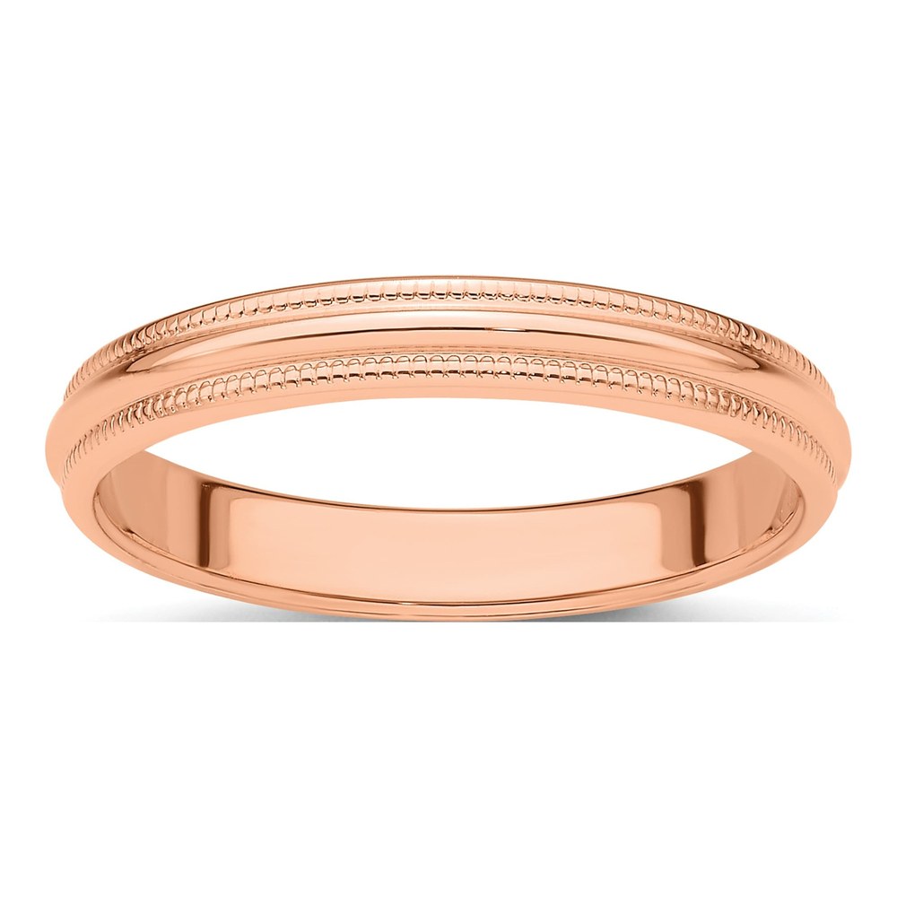 14K Rose Gold Milgrain Wedding Band, 3mm