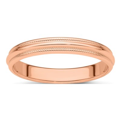 14K Rose Gold Milgrain Wedding Band, 3mm