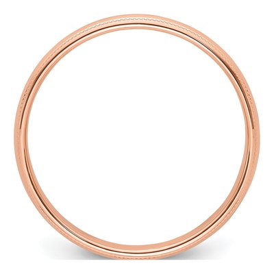 14K Rose Gold 4mm Domed Milgrain Wedding Band – view 4