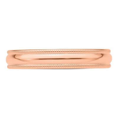 14K Rose Gold 4mm Domed Milgrain Wedding Band – view 5