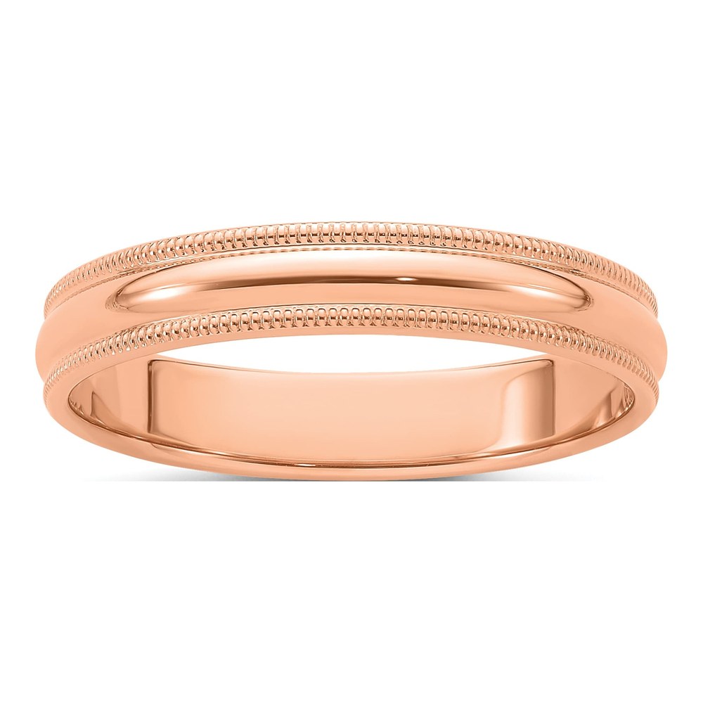 14K Rose Gold 4mm Domed Milgrain Wedding Band