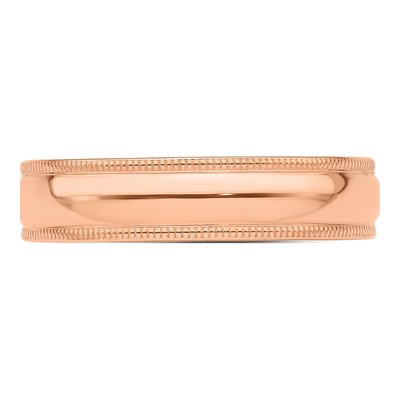 14K Rose Gold 5mm Domed Milgrain Wedding Band – view 5