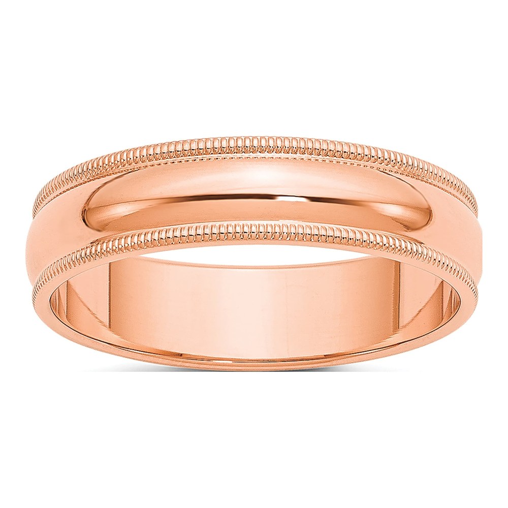 14K Rose Gold 5mm Domed Milgrain Wedding Band
