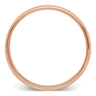 14K Rose Gold 6mm Domed Milgrain Wedding Band – view 4