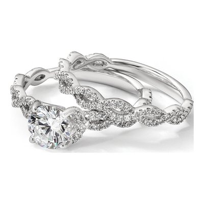 14K White Gold 0.28 ct tw Diamond Twisted Wedding Band – view 8