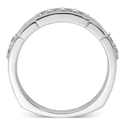 14K White Gold Diamond Men's Wedding Band | IBGoodman – view 2