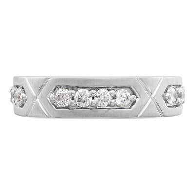 14K White Gold Diamond Men's Wedding Band | IBGoodman – view 4