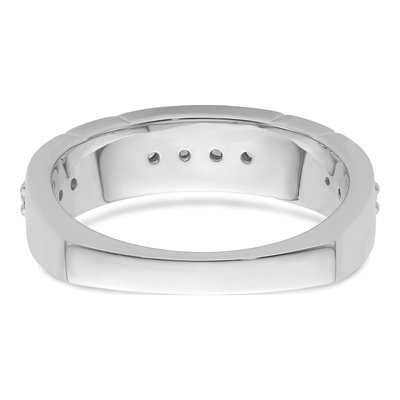 14K White Gold Diamond Men's Wedding Band | IBGoodman – view 5