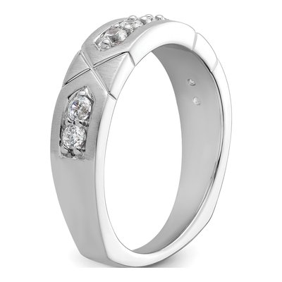 14K White Gold Diamond Men's Wedding Band | IBGoodman – view 6