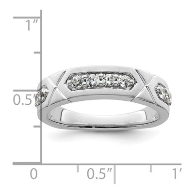 14K White Gold Diamond Men's Wedding Band | IBGoodman – view 7