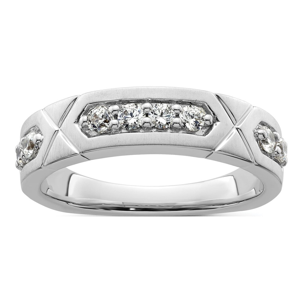 14K White Gold Diamond Men's Wedding Band