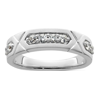 14K White Gold Diamond Men's Wedding Band | IBGoodman