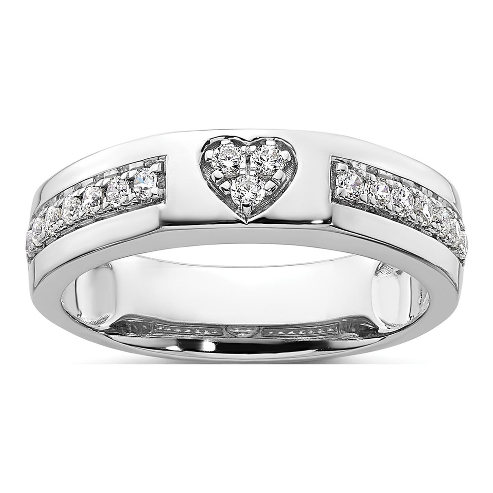 14K White Gold 0.26 ct tw Diamond Heart Wedding Band