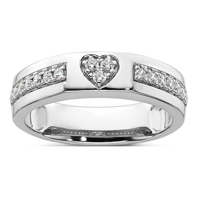 14K White Gold 0.26 ct tw Diamond Heart Wedding Band