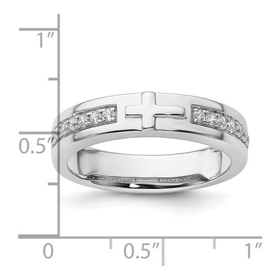 Men's 14K White Gold 1/4 ct tw Lab-Grown Diamond Cross Wedding Band – view 4